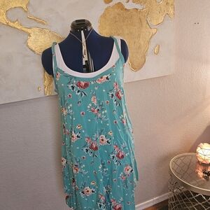 Torrid Floral Teal Dress with White Accents